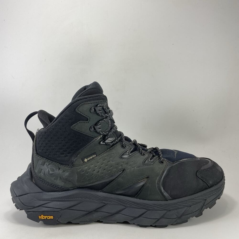 Hoka One One Anacapa Mid GTX Black Hiking Boots Mens Size 8.5 D Gore-Tex Vibram